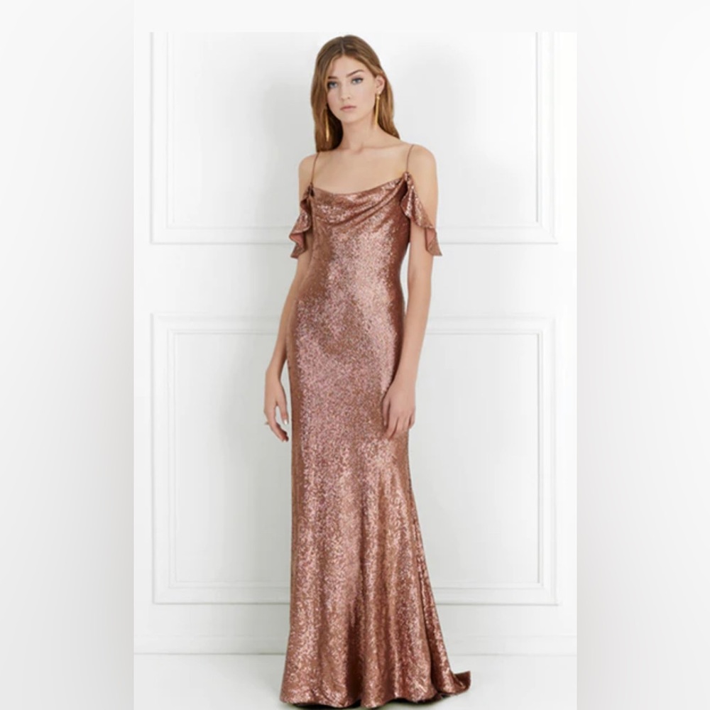 Rachel Zoe Copper Sequin Bridesmaid or Evening Gown